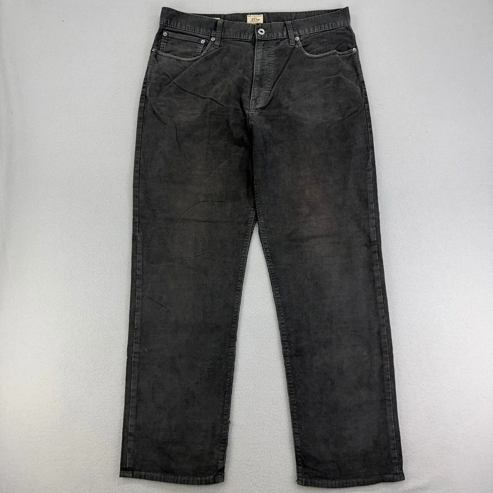 J.Crew Jeans‎ Classic Straight Corduroy Mens 34x30 Black Faded Distressed Retro